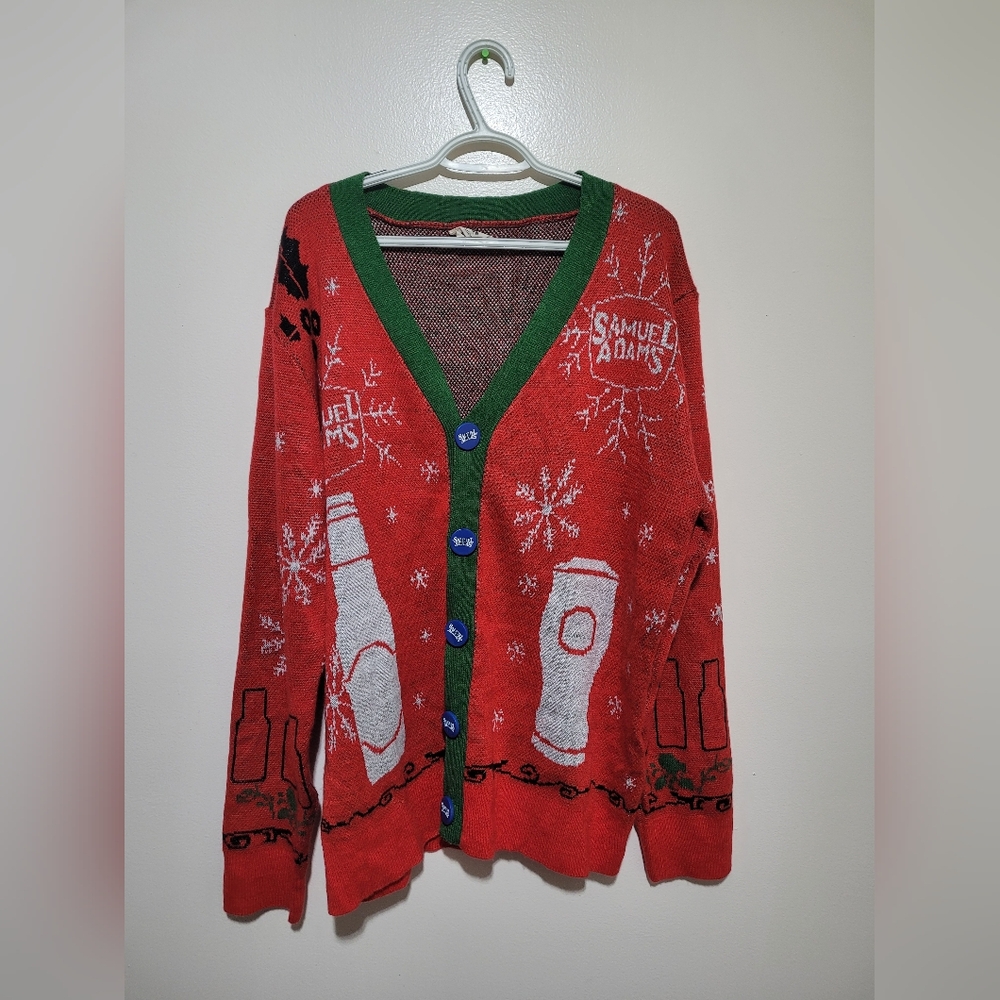 Samual Adams Red and Green‎ Mens Christmas Ugly Sweater